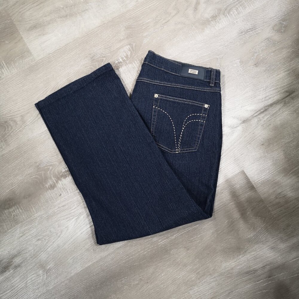 Simon Chang Denim Ladies Size 16 Dark Wash Straight Leg Blue Jeans - Picture 6 of 13